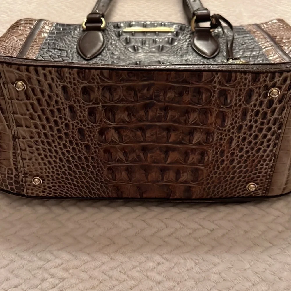 Brahmin Lena Mallard Davos Tote Medium Embossed Leather Shoulder Bag